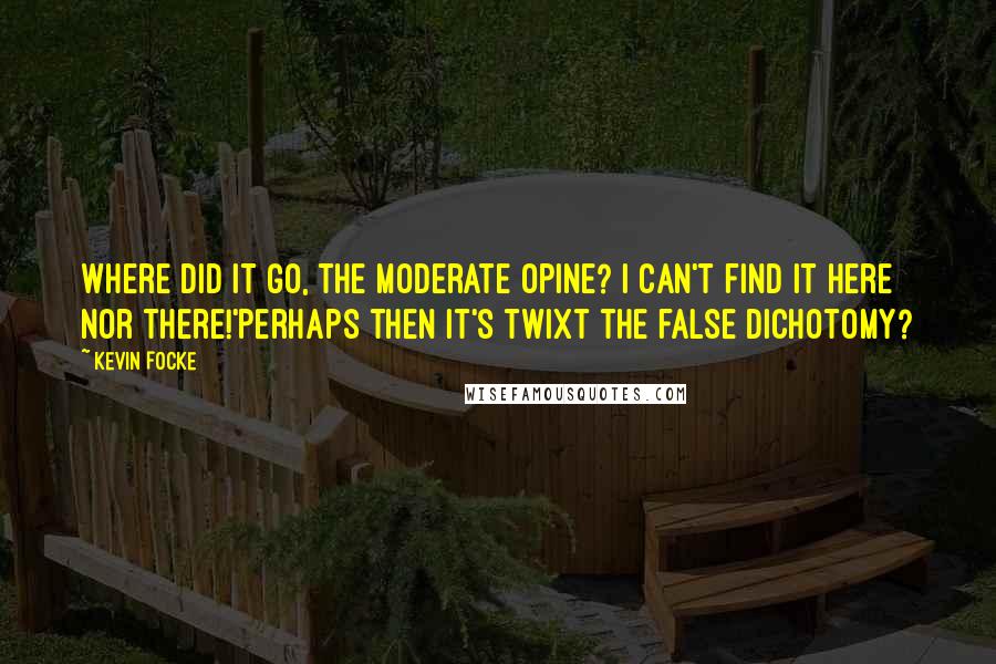 Kevin Focke Quotes: Where did it go, the moderate opine? I can't find it here nor there!'Perhaps then it's twixt the false dichotomy?