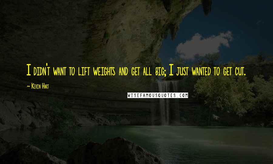 Kevin Hart Quotes: I didn't want to lift weights and get all big; I just wanted to get cut.
