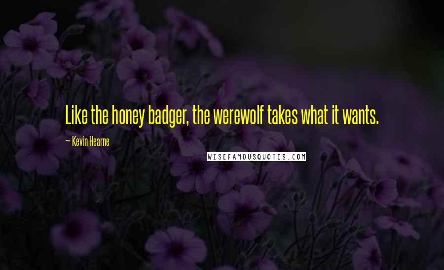 Kevin Hearne Quotes: Like the honey badger, the werewolf takes what it wants.