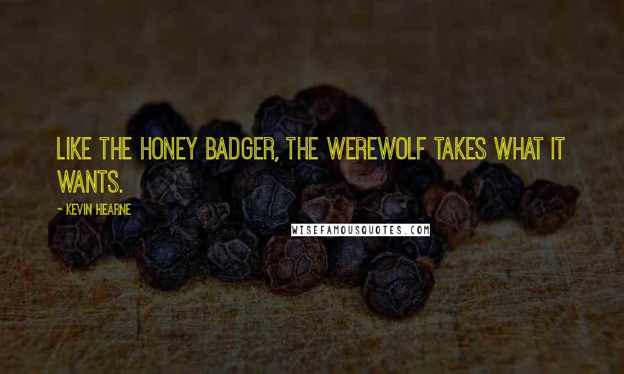 Kevin Hearne Quotes: Like the honey badger, the werewolf takes what it wants.