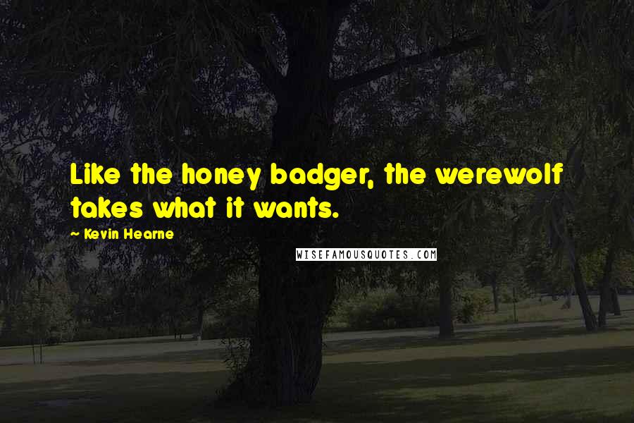 Kevin Hearne Quotes: Like the honey badger, the werewolf takes what it wants.
