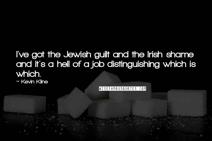 Kevin Kline Quotes: I've got the Jewish guilt and the Irish shame and it's a hell of a job distinguishing which is which.