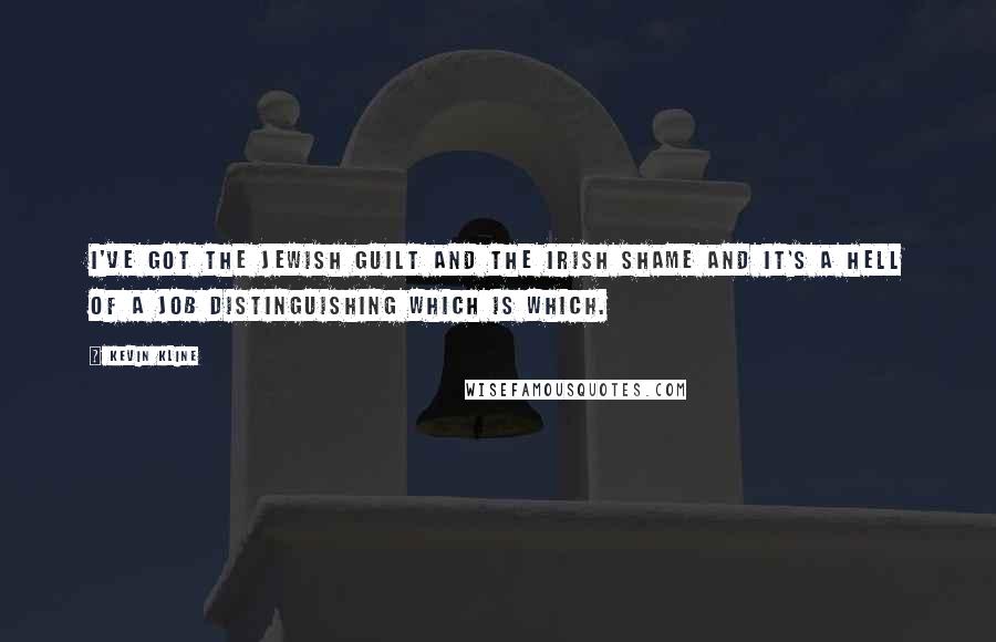 Kevin Kline Quotes: I've got the Jewish guilt and the Irish shame and it's a hell of a job distinguishing which is which.