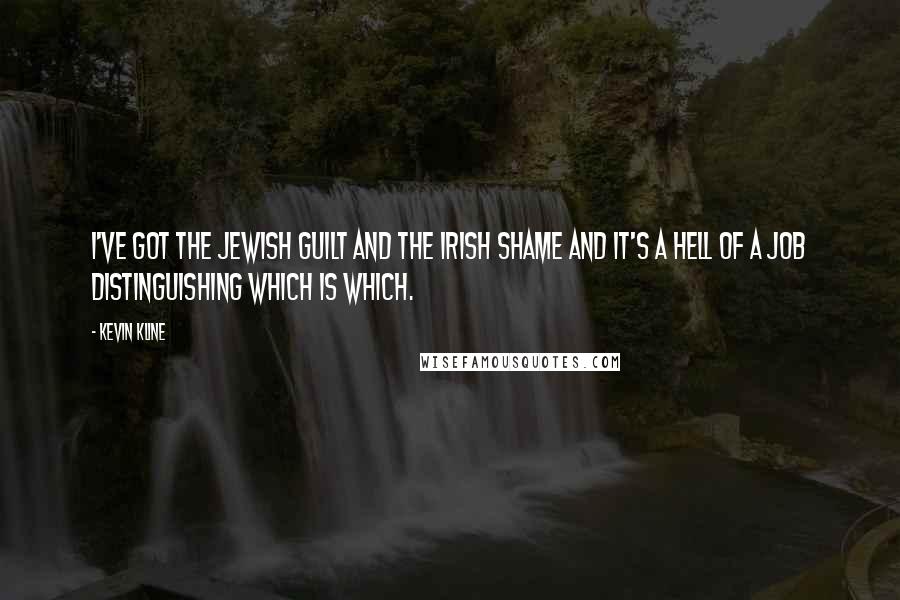 Kevin Kline Quotes: I've got the Jewish guilt and the Irish shame and it's a hell of a job distinguishing which is which.