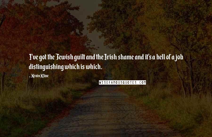 Kevin Kline Quotes: I've got the Jewish guilt and the Irish shame and it's a hell of a job distinguishing which is which.