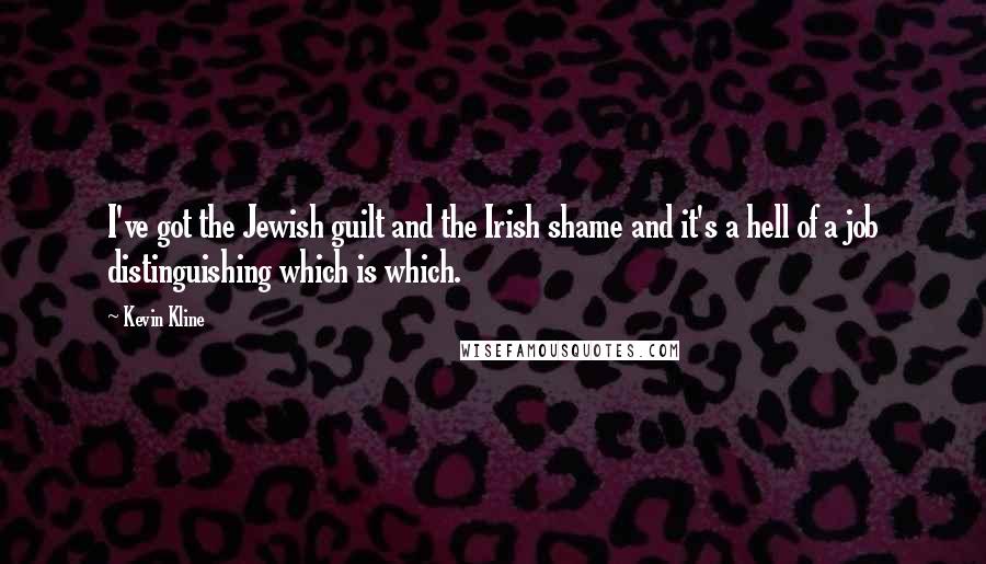 Kevin Kline Quotes: I've got the Jewish guilt and the Irish shame and it's a hell of a job distinguishing which is which.