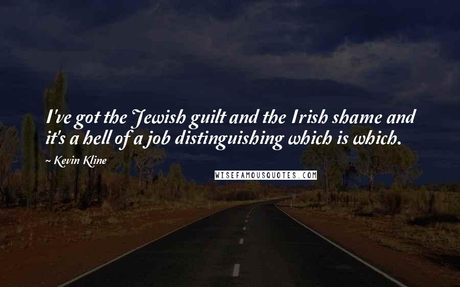 Kevin Kline Quotes: I've got the Jewish guilt and the Irish shame and it's a hell of a job distinguishing which is which.