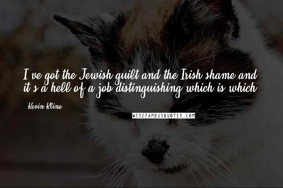 Kevin Kline Quotes: I've got the Jewish guilt and the Irish shame and it's a hell of a job distinguishing which is which.