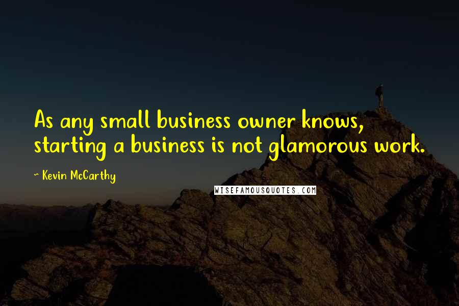 Kevin McCarthy Quotes: As any small business owner knows, starting a business is not glamorous work.