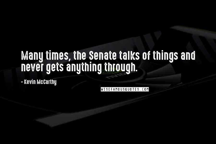 Kevin McCarthy Quotes: Many times, the Senate talks of things and never gets anything through.