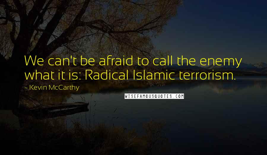 Kevin McCarthy Quotes: We can't be afraid to call the enemy what it is: Radical Islamic terrorism.