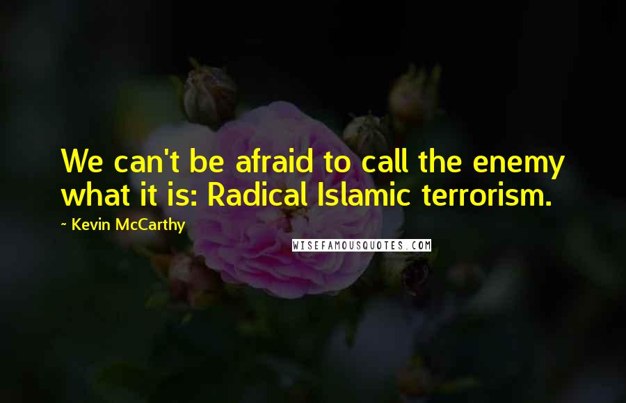 Kevin McCarthy Quotes: We can't be afraid to call the enemy what it is: Radical Islamic terrorism.