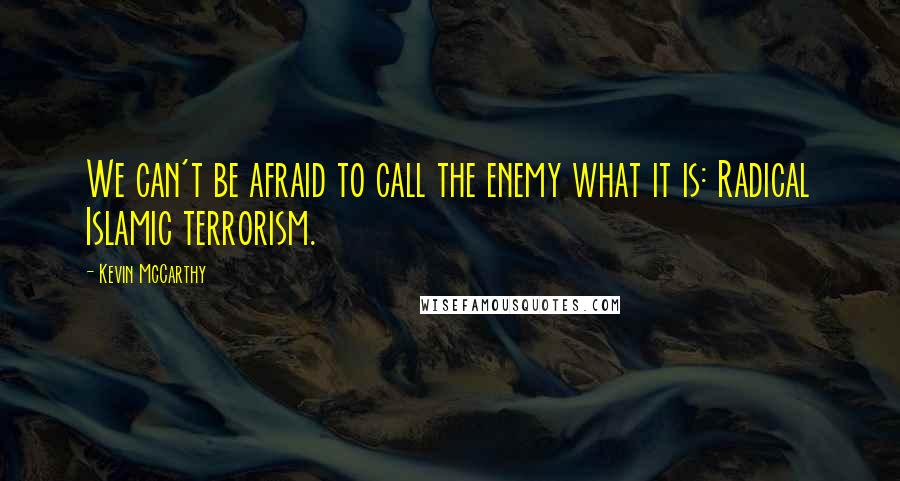 Kevin McCarthy Quotes: We can't be afraid to call the enemy what it is: Radical Islamic terrorism.