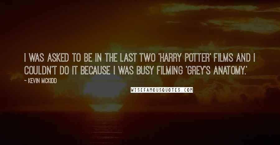 Kevin McKidd Quotes: I was asked to be in the last two 'Harry Potter' films and I couldn't do it because I was busy filming 'Grey's Anatomy.'