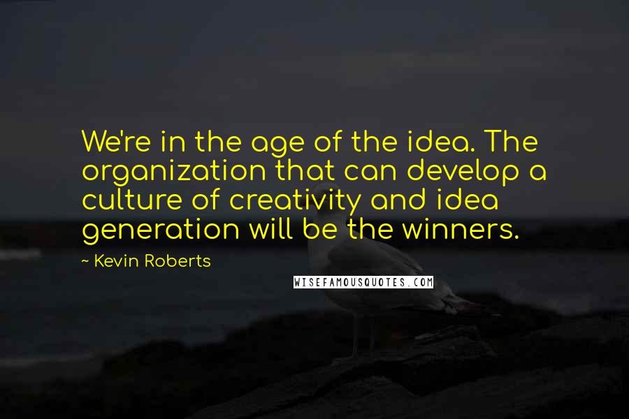 Kevin Roberts Quotes: We're in the age of the idea. The organization that can develop a culture of creativity and idea generation will be the winners.