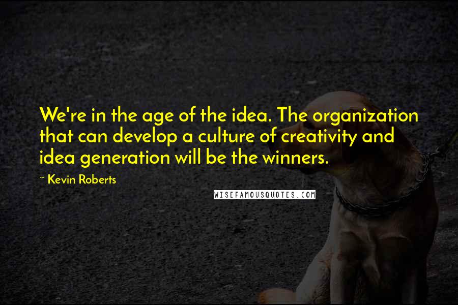 Kevin Roberts Quotes: We're in the age of the idea. The organization that can develop a culture of creativity and idea generation will be the winners.