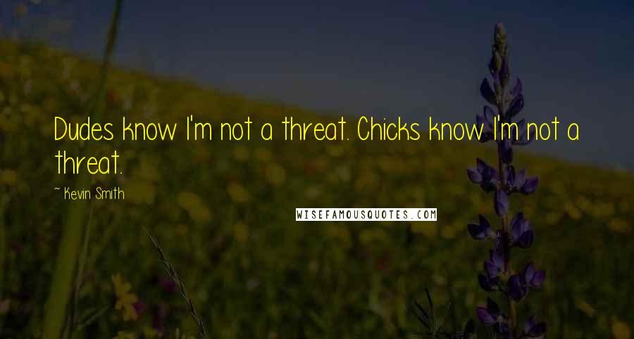 Kevin Smith Quotes: Dudes know I'm not a threat. Chicks know I'm not a threat.