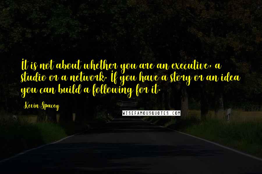 Kevin Spacey Quotes: It is not about whether you are an executive, a studio or a network. If you have a story or an idea you can build a following for it.