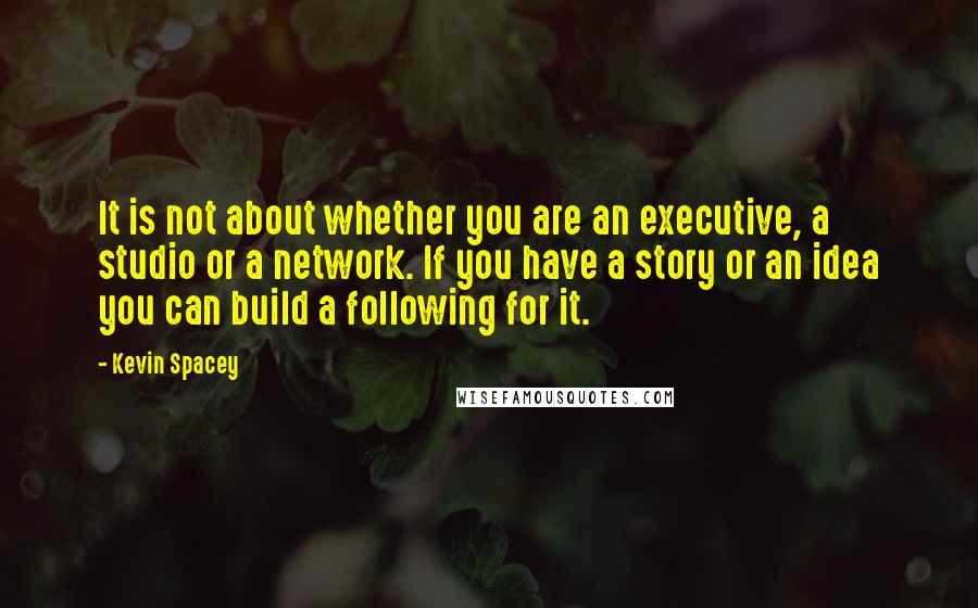 Kevin Spacey Quotes: It is not about whether you are an executive, a studio or a network. If you have a story or an idea you can build a following for it.