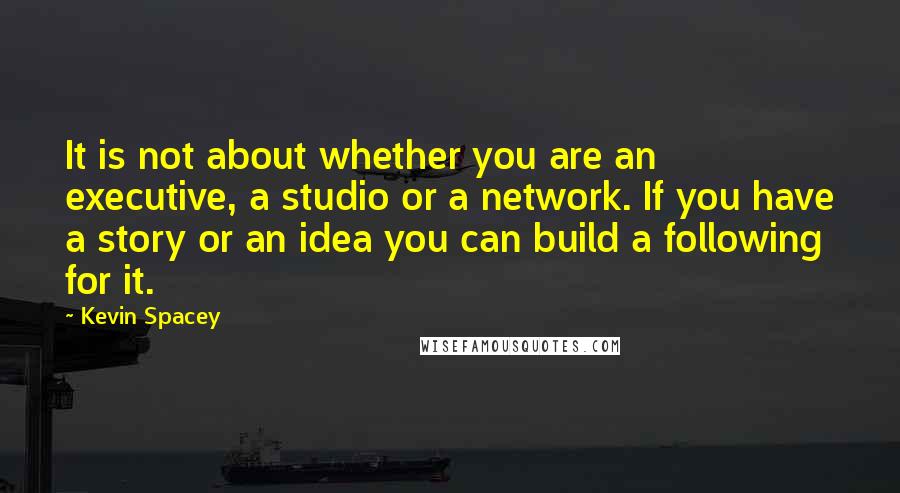 Kevin Spacey Quotes: It is not about whether you are an executive, a studio or a network. If you have a story or an idea you can build a following for it.