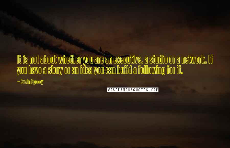 Kevin Spacey Quotes: It is not about whether you are an executive, a studio or a network. If you have a story or an idea you can build a following for it.