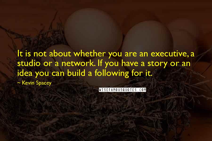 Kevin Spacey Quotes: It is not about whether you are an executive, a studio or a network. If you have a story or an idea you can build a following for it.