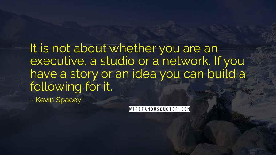 Kevin Spacey Quotes: It is not about whether you are an executive, a studio or a network. If you have a story or an idea you can build a following for it.