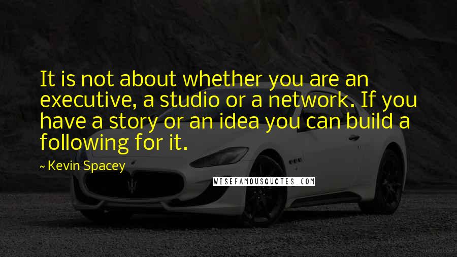 Kevin Spacey Quotes: It is not about whether you are an executive, a studio or a network. If you have a story or an idea you can build a following for it.