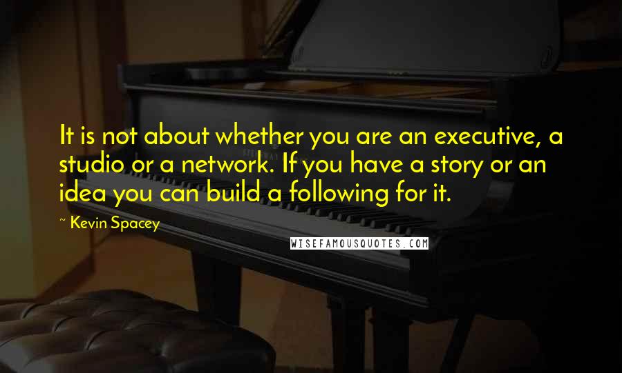 Kevin Spacey Quotes: It is not about whether you are an executive, a studio or a network. If you have a story or an idea you can build a following for it.