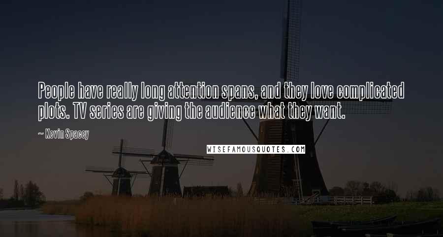 Kevin Spacey Quotes: People have really long attention spans, and they love complicated plots. TV series are giving the audience what they want.