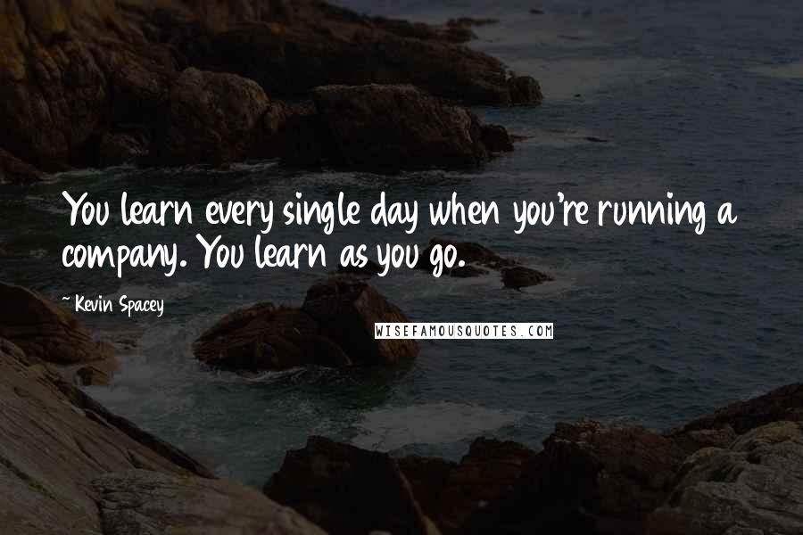 Kevin Spacey Quotes: You learn every single day when you're running a company. You learn as you go.