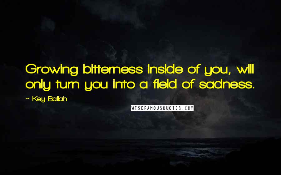Key Ballah Quotes: Growing bitterness inside of you, will only turn you into a field of sadness.