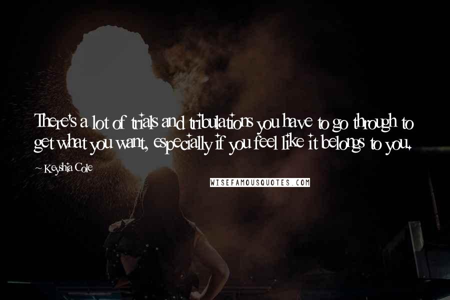 Keyshia Cole Quotes: There's a lot of trials and tribulations you have to go through to get what you want, especially if you feel like it belongs to you.