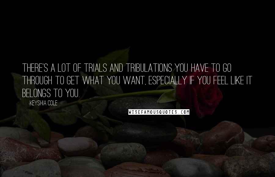 Keyshia Cole Quotes: There's a lot of trials and tribulations you have to go through to get what you want, especially if you feel like it belongs to you.