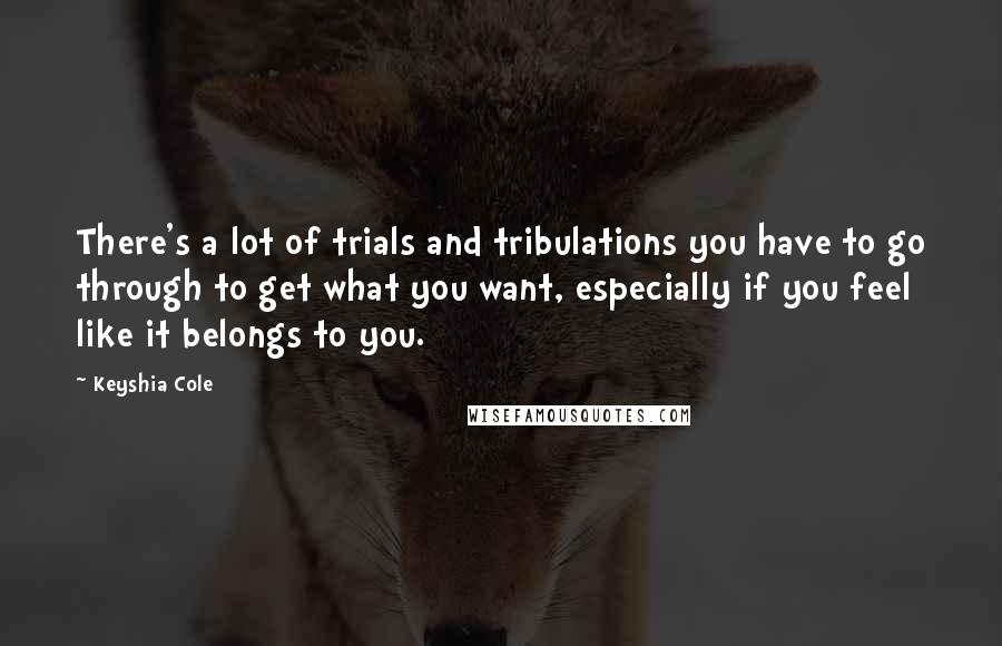 Keyshia Cole Quotes: There's a lot of trials and tribulations you have to go through to get what you want, especially if you feel like it belongs to you.