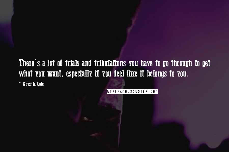 Keyshia Cole Quotes: There's a lot of trials and tribulations you have to go through to get what you want, especially if you feel like it belongs to you.