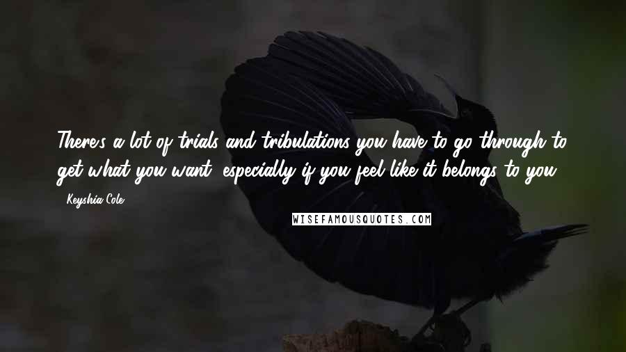 Keyshia Cole Quotes: There's a lot of trials and tribulations you have to go through to get what you want, especially if you feel like it belongs to you.