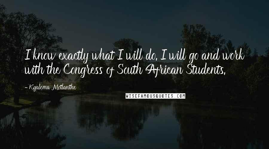 Kgalema Motlanthe Quotes: I know exactly what I will do. I will go and work with the Congress of South African Students.