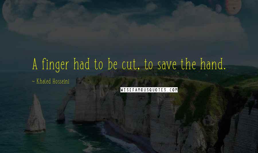 Khaled Hosseini Quotes: A finger had to be cut, to save the hand.