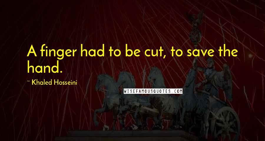 Khaled Hosseini Quotes: A finger had to be cut, to save the hand.