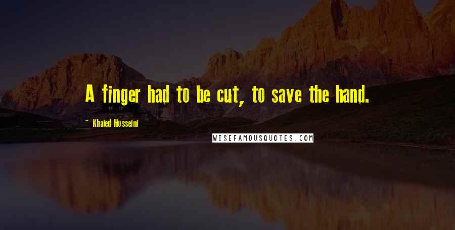 Khaled Hosseini Quotes: A finger had to be cut, to save the hand.