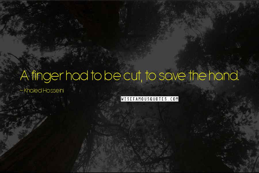 Khaled Hosseini Quotes: A finger had to be cut, to save the hand.