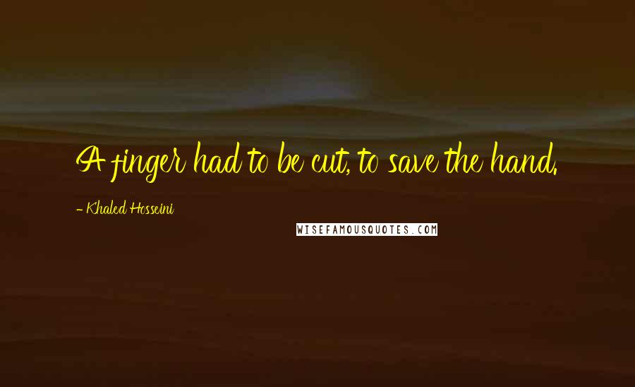 Khaled Hosseini Quotes: A finger had to be cut, to save the hand.