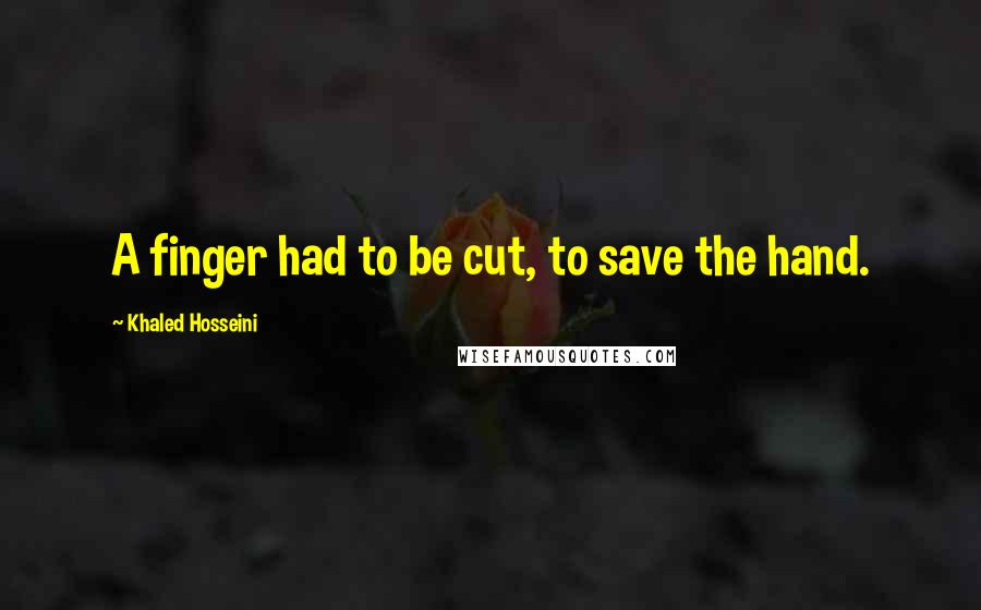 Khaled Hosseini Quotes: A finger had to be cut, to save the hand.