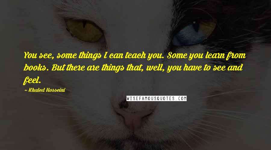 Khaled Hosseini Quotes: You see, some things I can teach you. Some you learn from books. But there are things that, well, you have to see and feel.