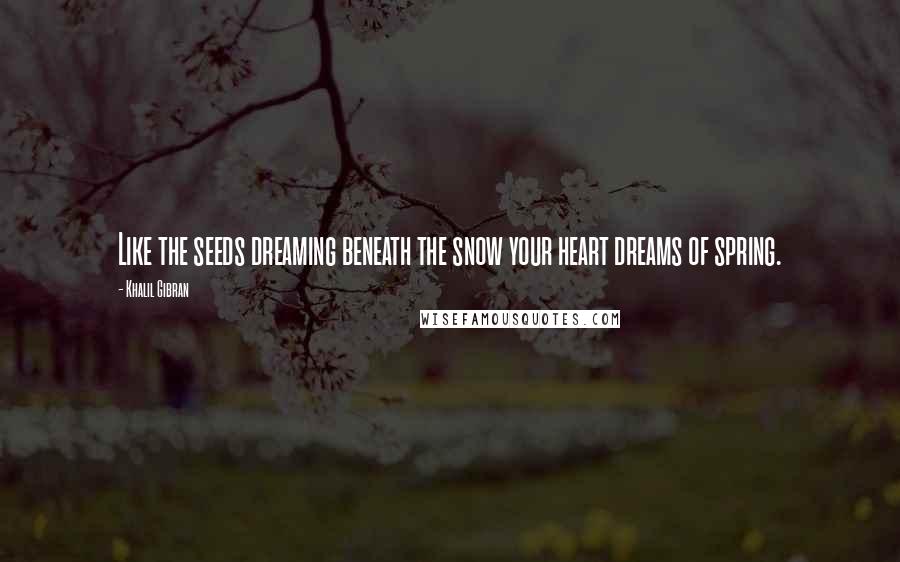 Khalil Gibran Quotes: Like the seeds dreaming beneath the snow your heart dreams of spring.