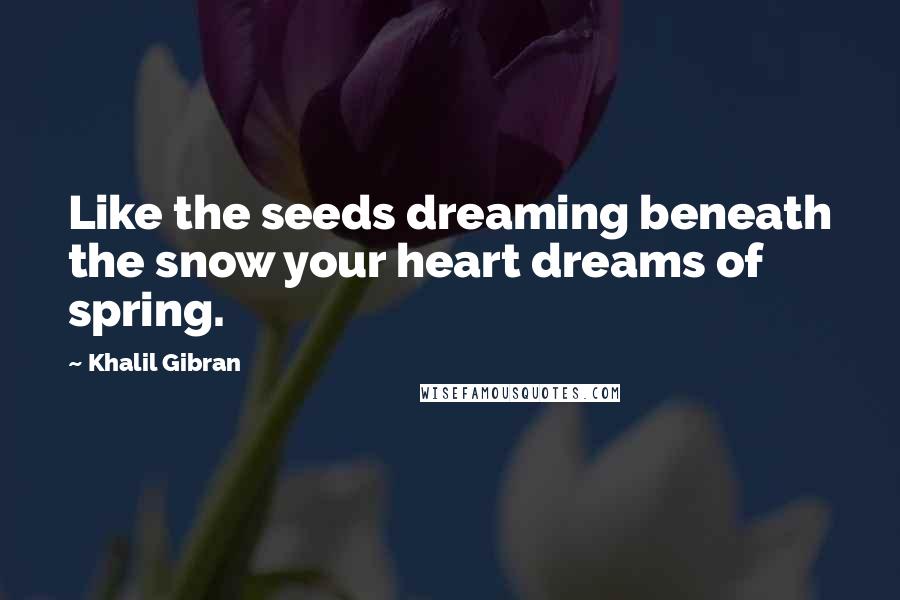 Khalil Gibran Quotes: Like the seeds dreaming beneath the snow your heart dreams of spring.