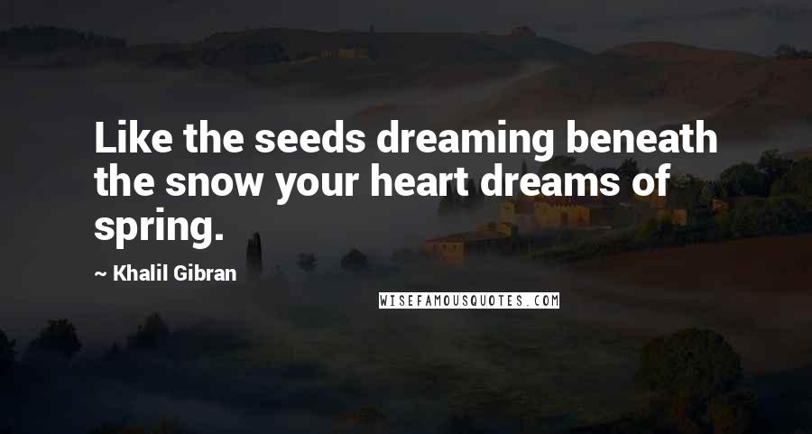 Khalil Gibran Quotes: Like the seeds dreaming beneath the snow your heart dreams of spring.