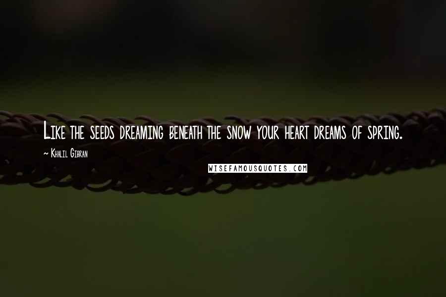 Khalil Gibran Quotes: Like the seeds dreaming beneath the snow your heart dreams of spring.