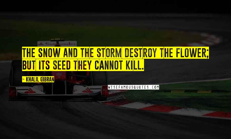 Khalil Gibran Quotes: The snow and the storm destroy the flower; but its seed they cannot kill.